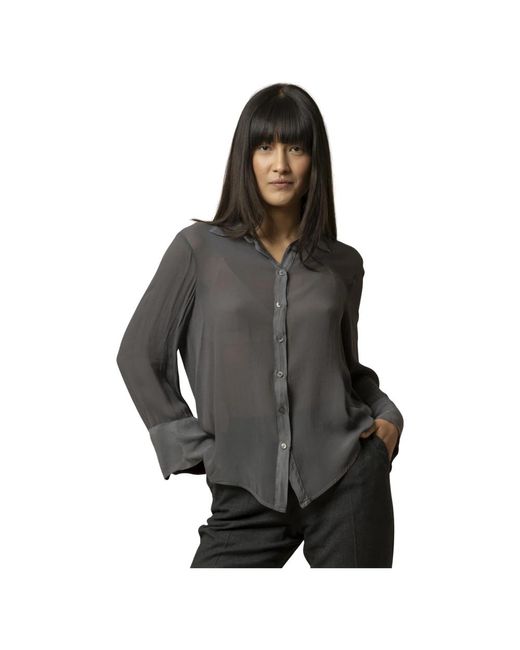 Kocca Doorschijnende Stijlvolle Lange Mouwen Shirt in het Black