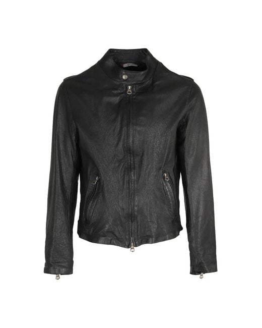 Stewart Black Leather Jackets for men