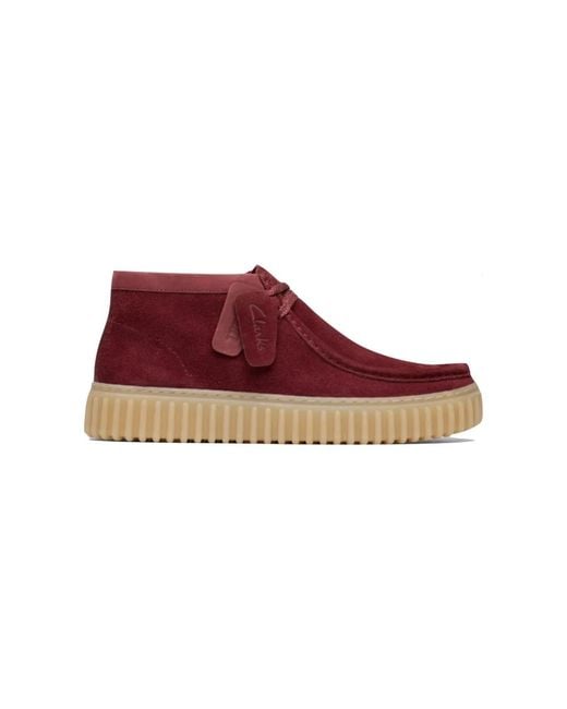 Clarks Red Lace-Up Boots for men