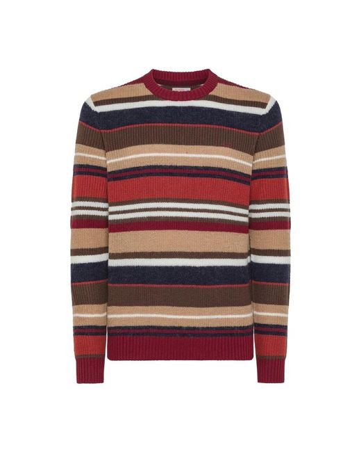 Sun 68 Gemusterter Wollmischpullover Mit Rundhalsausschnitt in Red für Herren