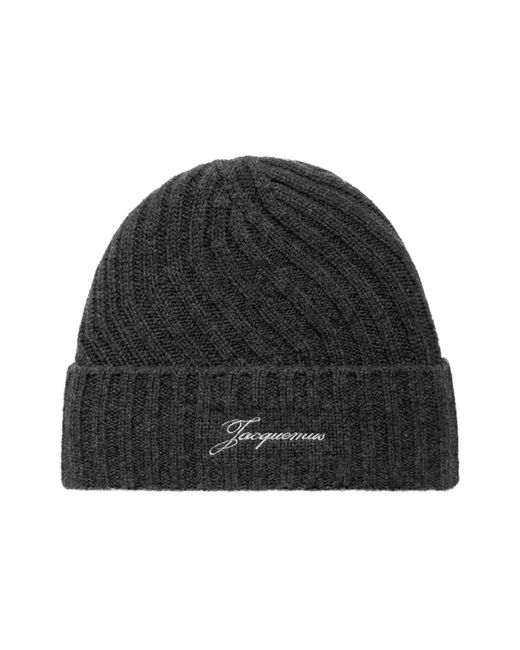 Jacquemus Accessoires ,Grijs ,Wol Le Bonnet Tourni in het Black