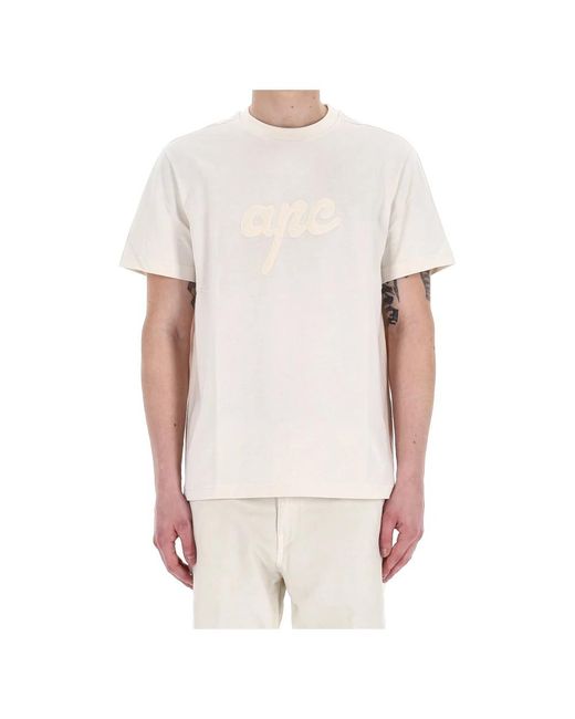 A.P.C. Tops ,Katoen Crème T-Shirt Lenny in het White voor heren