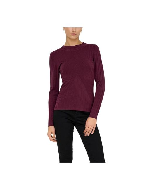 Jacqueline De Yong Round-Neck Knitwear in het Purple