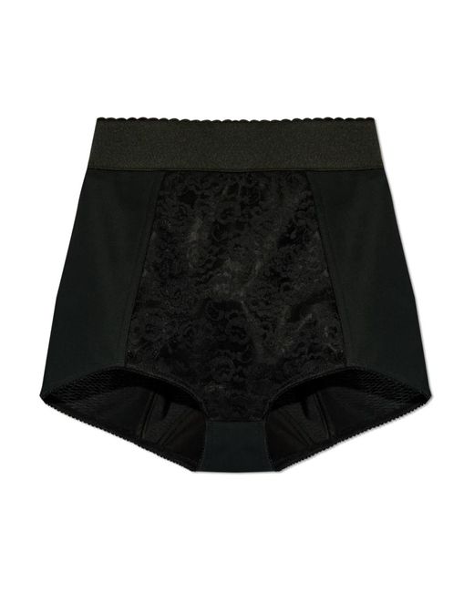Dolce & Gabbana Ondergoed ,Zwart ,Leer Hoge Taille Shorts in het Black