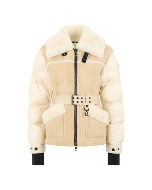 Moncler Natural Alvernia Puffer Jacket Shearling Belt