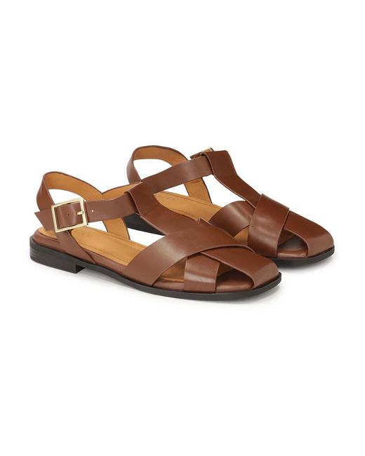 Kazar Schoenen ,Bruin ,Leer Bruine Sandalen Met Een Bandje Aan De Voorkant in het Brown