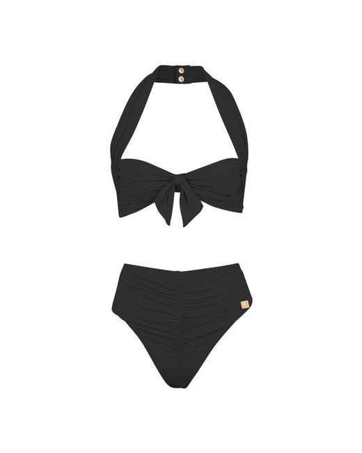 Balmain Black Schlichter Zweiteiliger Badeanzug