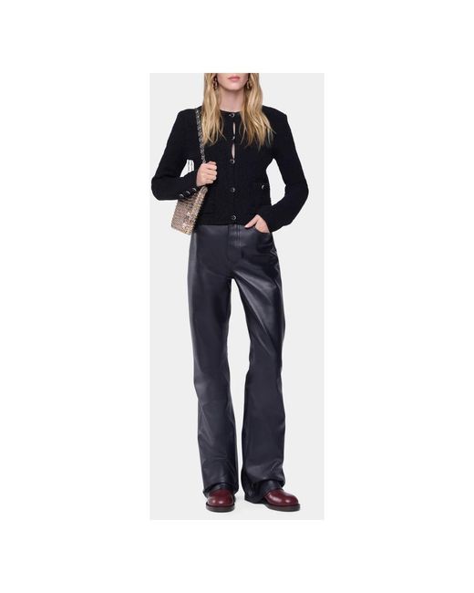 Rabanne Broeken ,Zwart ,Zwarte Leren Flared Broek in het Black