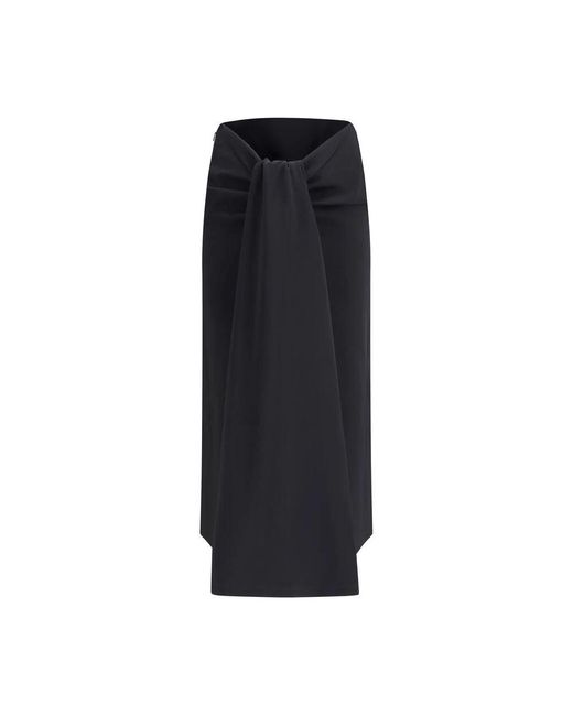 Jacquemus Black Strukturierter Drapierter Midi-Rock