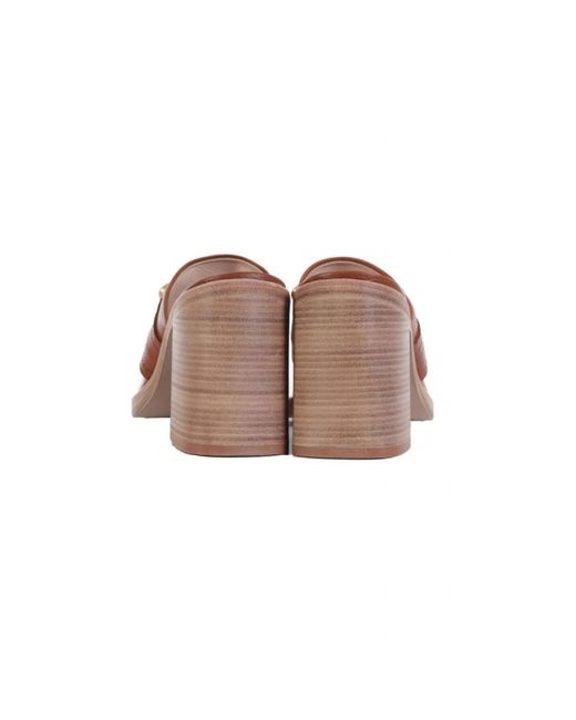 Zinda Brown Heeled Mules