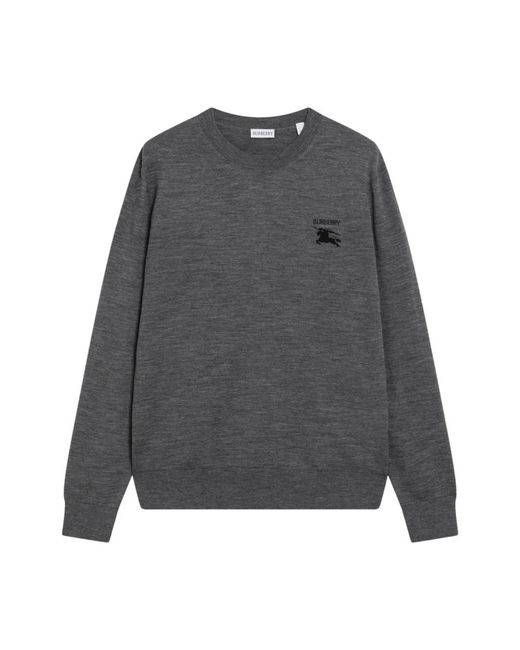 Burberry Gray Round-Neck Knitwear for men