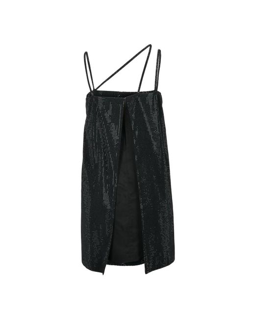Dondup Kleedjes ,Zwart ,Polyester Korte Jurk in het Black