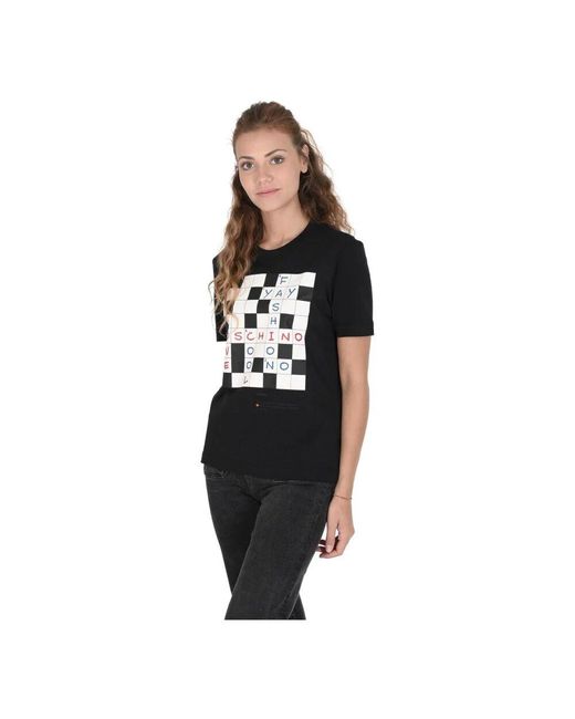 Love Moschino Black Schwarzes baumwoll-t-shirt stilvolles design