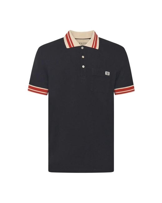 Valentino Garavani Piqué Polo Shirt Van Katoen Met Vlogo-Patch in het Black voor heren