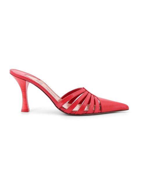 Paris Texas Red Heeled Mules