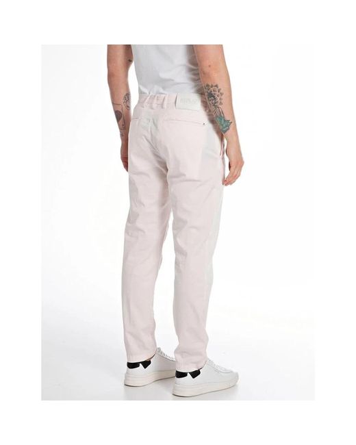 Replay Pink Slim-Fit Trousers for men