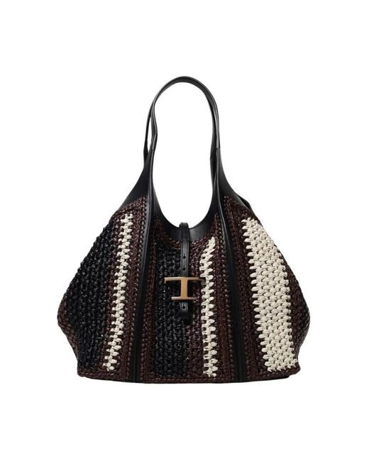 Tod's Black Braune Leder Umhängetasche