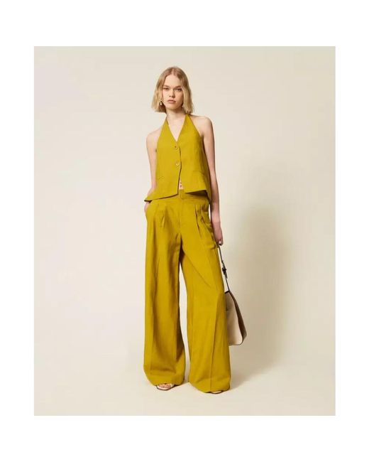 Twinset Yellow Wide Trousers