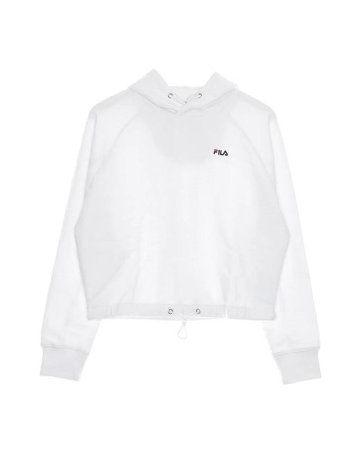 Fila Hoodies & Sweatvesten ,Wit ,Katoen Witte Cropped Hoodie Met Koord in het White