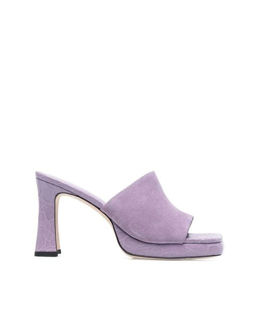 By Far Purple Heeled Mules