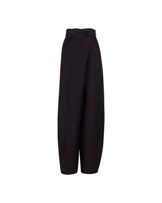 Cortana Black Hochtaillierte leinen- und seidenhose