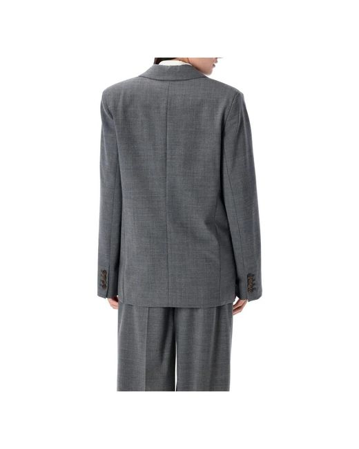 THE GARMENT Gray Grauer Melange Doppelreihiger Grand Blazer