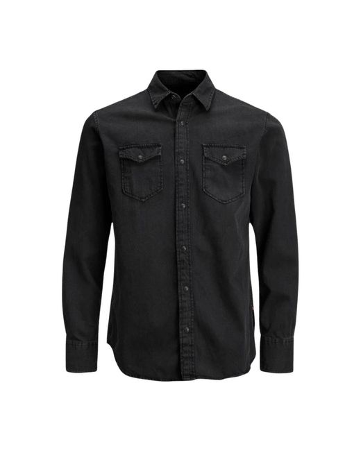 Jack & Jones Stretch baumwollhemd, herbst/winter kollektion in Black für Herren