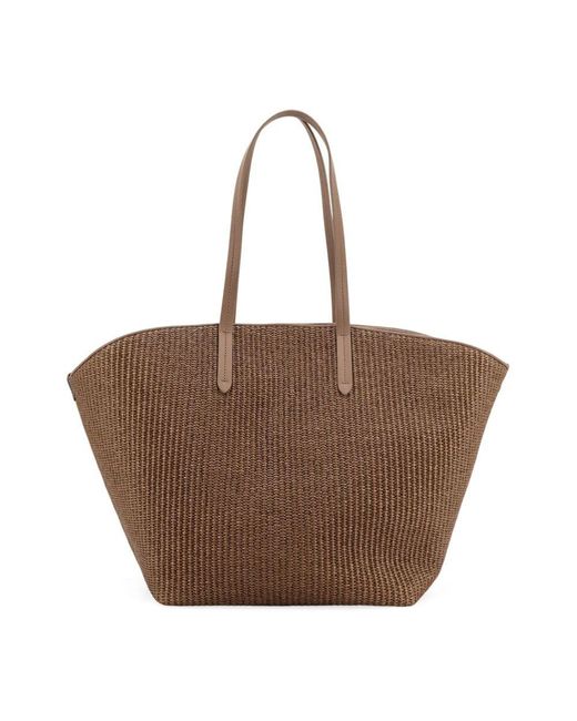 Brunello Cucinelli Brown Braune Leder-Schultertasche Mit Magnetknopf