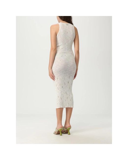 Pinko Kleedjes ,Wit ,Katoen Doorschijnend Detail Gebreide Jurk Stijlvolle Look in het White