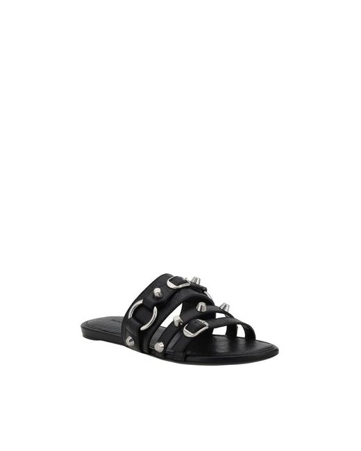 Balenciaga Black Lamb Ovis Aries Aries Flat Sandals