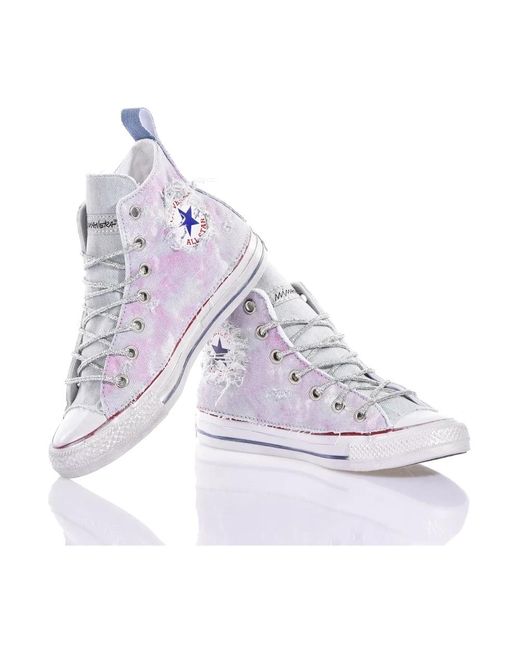 Converse Blue Handgefertigte silberne rosa sneakers