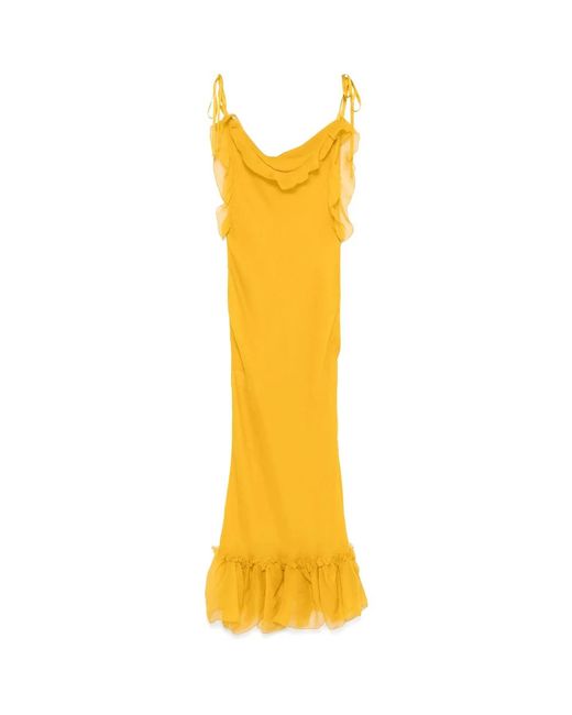 Saint Laurent Yellow Mustard Crepe Dress