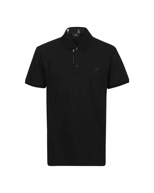 Etro Polo shirts,roma bedrucktes polo mit details,weißes poloshirt mit kurzen ärmeln in Black für Herren