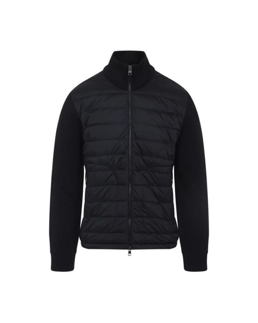 Moncler Zwarte Gebreide Trui Met Ritszakken in het Blue voor heren