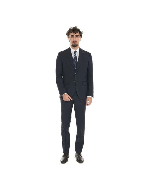 Paoloni Blue Single Breasted Suits for men