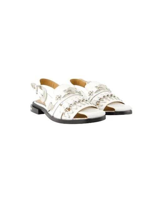 Toga White Flat Sandals