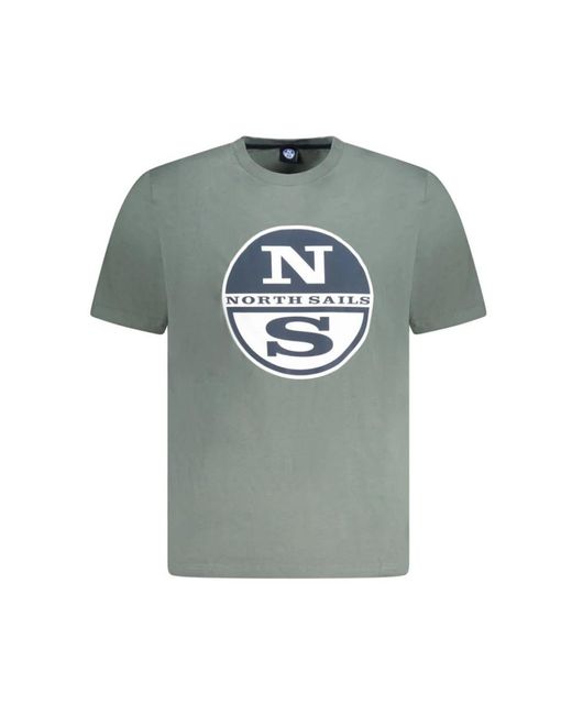 North Sails Tops ,Groen ,Katoen Groen Katoenen T-Shirt Met Opvallende Print in het Gray voor heren