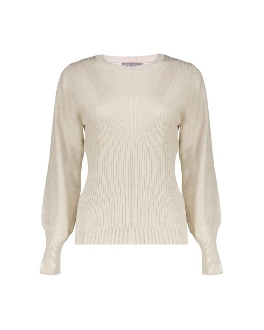 Geisha Pullover V Design Lurex in het Natural