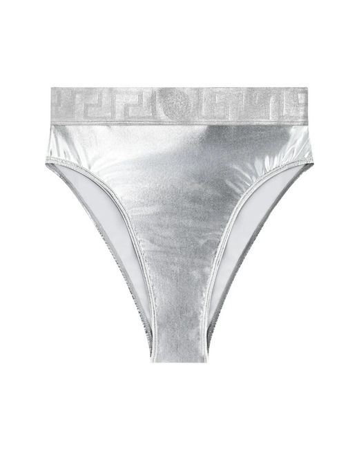 Versace Badmode ,Grijs ,Polyester Metallic Bikini Bottoms