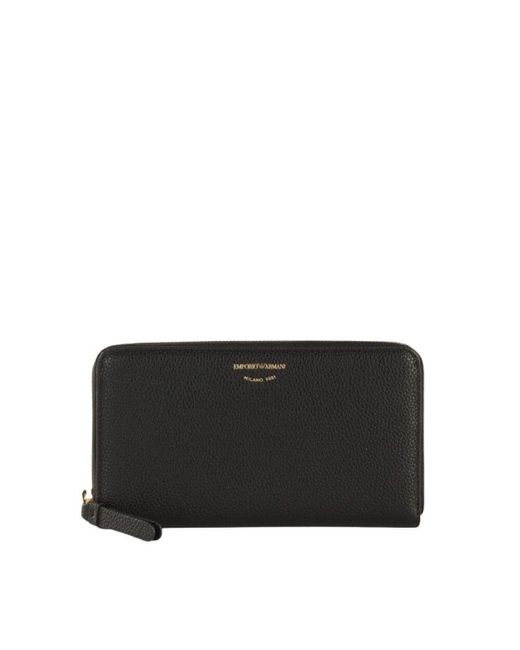 Emporio Armani Black Schwarze geldbörse mit reißverschluss - kunstleder, mehrere fächer