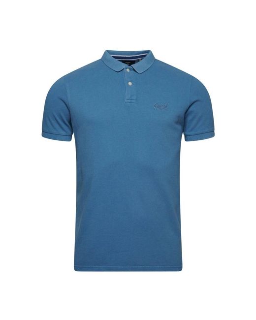 Superdry Tops ,Blauw ,Katoen Vintage Logo Organisch Katoenen Polo Blauw in het Blue voor heren