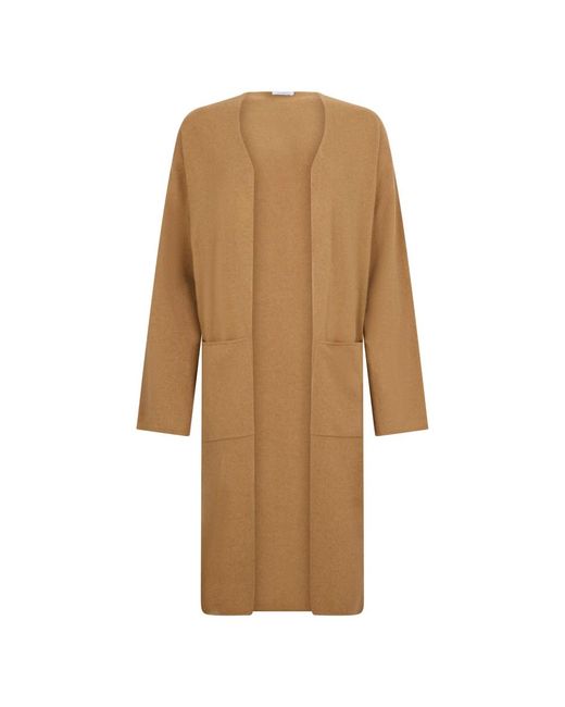 Malo Truien & Vesten ,Bruin ,Leer Lange Cardigan in het Natural