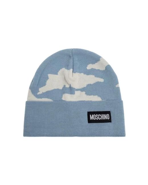 Moschino Blue Cloud-Print Beanie