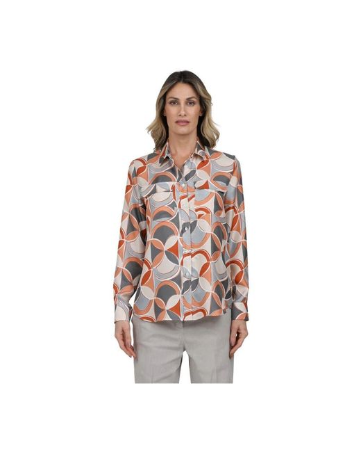 Caliban Multicolor Langarm gemustertes hemd