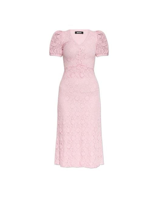 ROTATE BIRGER CHRISTENSEN Pink Spitzenkleid mit v-ausschnitt