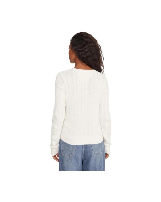 Round-Neck Knitwear Tommy Hilfiger de color White