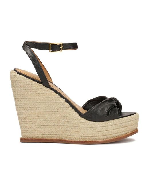 Kazar Metallic Schwarze Ledersandalen Auf Einer Plattform