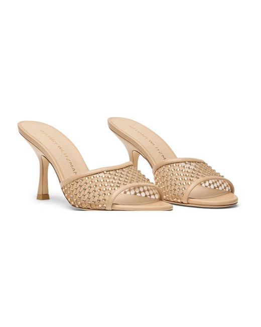 Stuart Weitzman Natural Heeled Mules