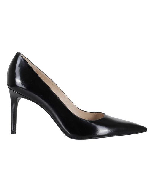 Stuart Weitzman Black Schwarzer Gebürsteter Leder Pumps