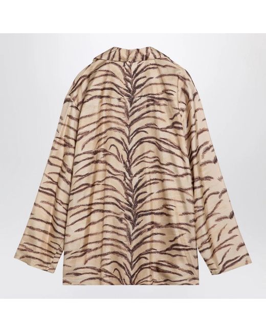 Stella McCartney Brown Silk Shirt With Tiger Print